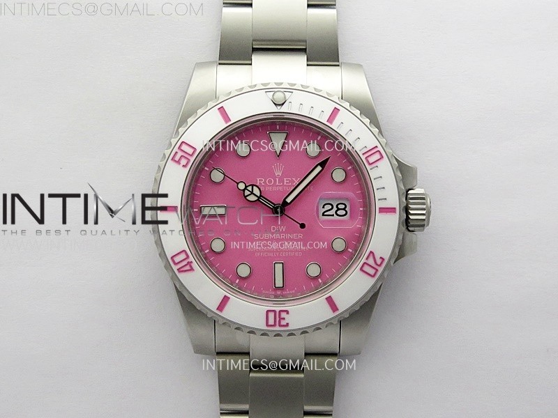 Submariner DIW Sandblasted White Ceramic Bezel VSF 1:1 Best Edition Pink Dial on SS Bracelet VS3135