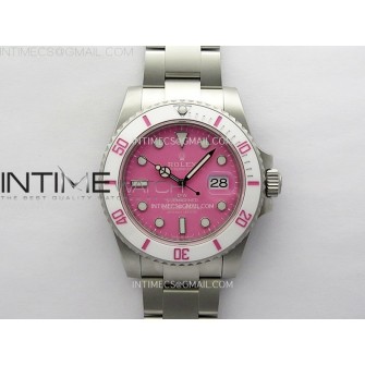 Submariner DIW Sandblasted White Ceramic Bezel VSF 1:1 Best Edition Pink Dial on SS Bracelet VS3135