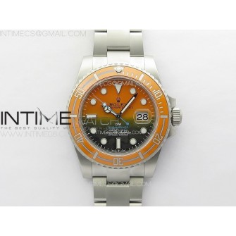 Submariner DIW Sandblasted VSF 1:1 Best Edition Orange Ceramic Bezel Orange/Black Dial on SS Bracelet VS3135