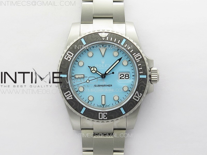Submariner DIW Carbon Bezel VSF 1:1 Best Edition Tiffany Blue Dial on Sandblasted Bracelet VS3135