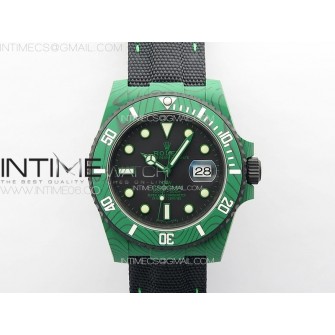 Submariner DIW Green Carbon VSF 1:1 Best Edition Black Dial on Black Nylon Strap VS3135