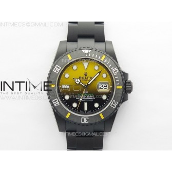 Submariner DIW Carbon Bezel VSF 1:1 Best Edition Yellow Dial on DLC Bracelet VS3135