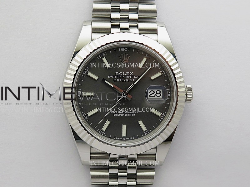 DateJust 41 126334 904L SS V2 VSF 1:1 Best Edition Gray Dial Stick Marker On Jubilee Bracelet DD3235