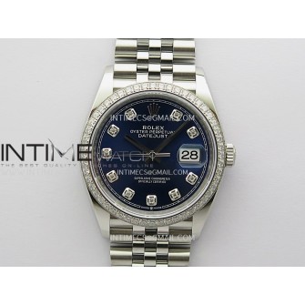 DateJust 126284 Diamond Bezel 904L SS VSF 1:1 Best Edition Blue Dial Diamond Marker On Jubilee Bracelet VS3235