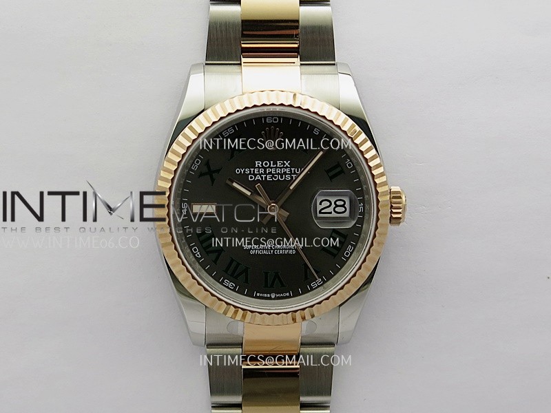 DateJust 126233 36mm 904L SS/RG AR+F 1:1 Best Edition Gray Dial Roman Marker On Oyster Bracelet VR3235