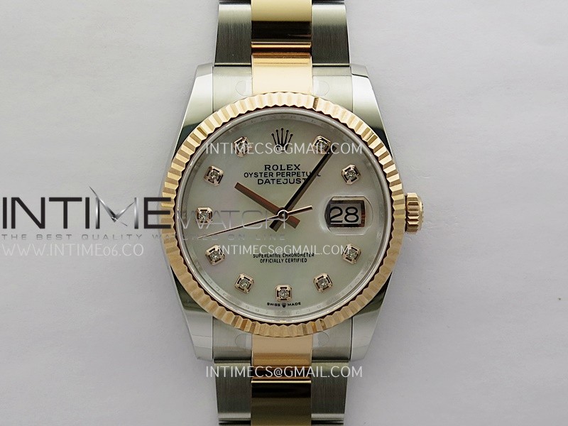 DateJust 126233 36mm 904L SS/RG AR+F 1:1 Best Edition White MOP Dial Diamond Marker On Oyster Bracelet VR3235