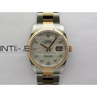 DateJust 126233 36mm 904L SS/RG AR+F 1:1 Best Edition White MOP Dial Diamond Marker On Oyster Bracelet VR3235