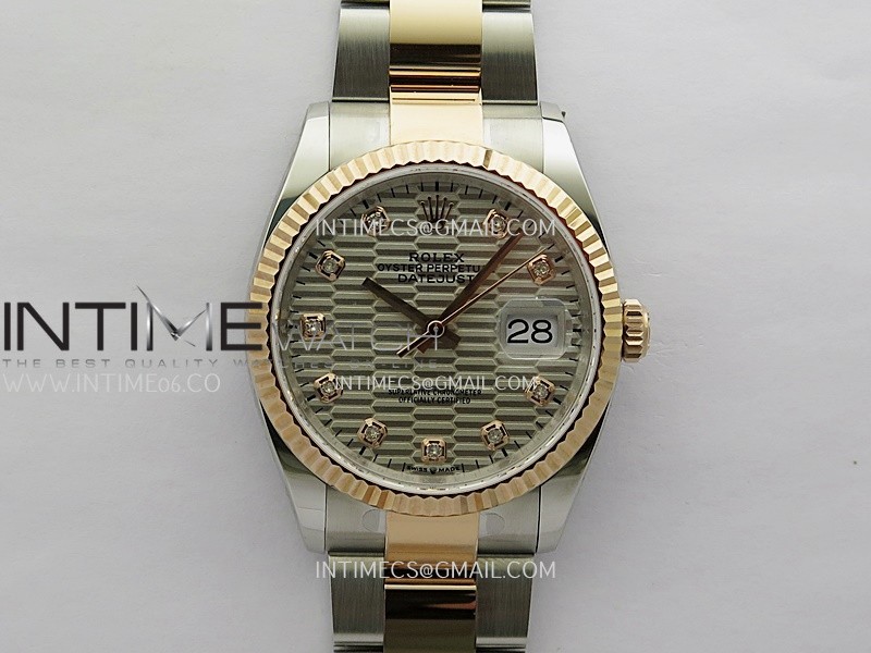 DateJust 126233 36mm 904L SS/RG AR+F 1:1 Best Edition Silver Fluted Dial Diamond Marker On Oyster Bracelet VR3235
