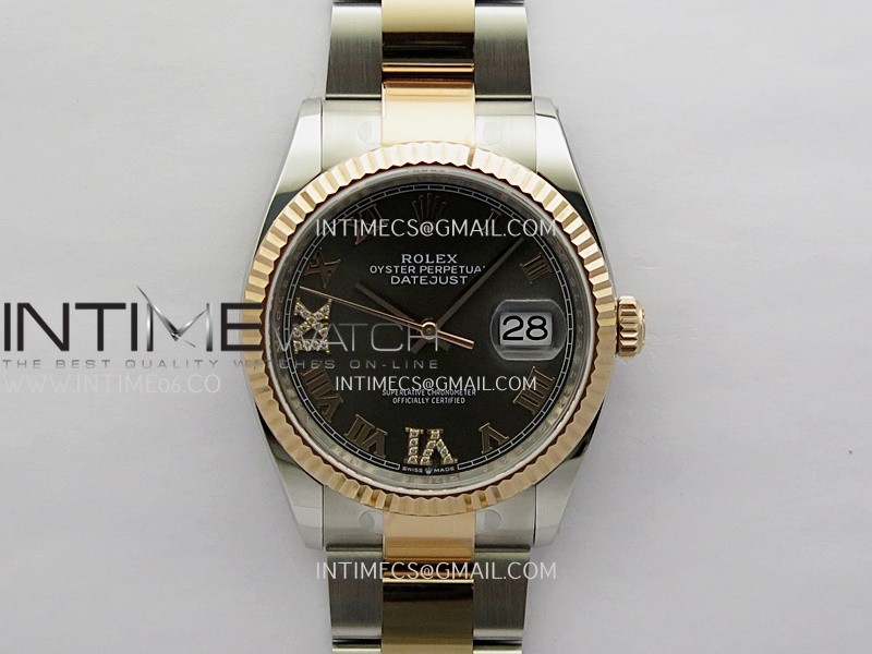 DateJust 126233 36mm 904L SS/RG AR+F 1:1 Best Edition Gray Dial Roman Diamond Marker On Oyster Bracelet VR3235