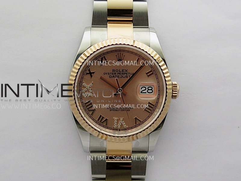 DateJust 126233 36mm 904L SS/RG AR+F 1:1 Best Edition RG Dial Roman Diamond Marker On Oyster Bracelet VR3235