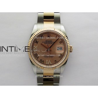 DateJust 126233 36mm 904L SS/RG AR+F 1:1 Best Edition RG Dial Roman Diamond Marker On Oyster Bracelet VR3235