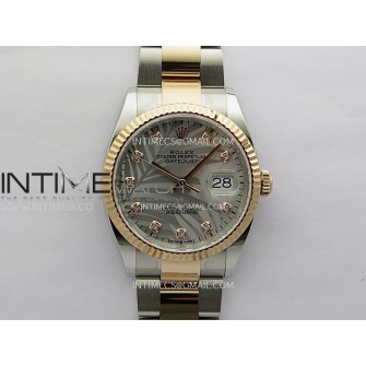 DateJust 126233 36mm 904L SS/RG AR+F 1:1 Best Edition Silver Leaves Dial Diamond Marker On Oyster Bracelet VR3235