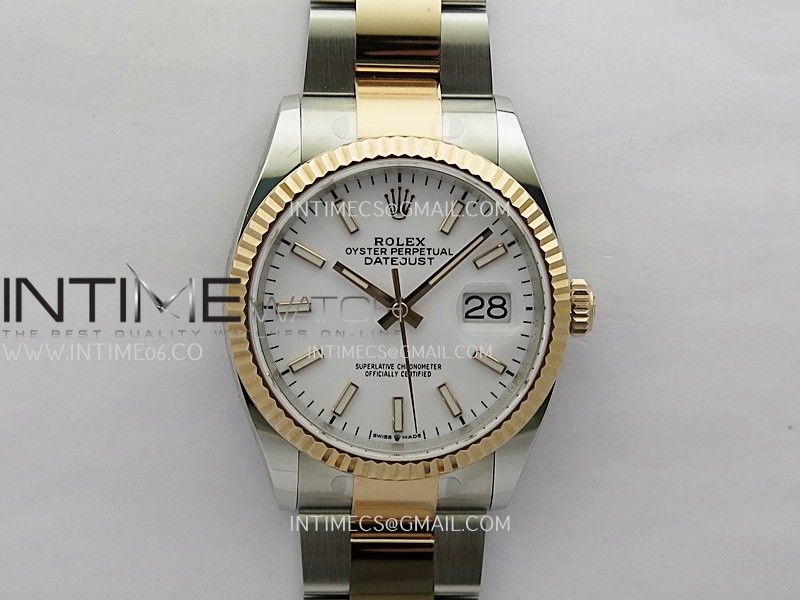 DateJust 126233 36mm 904L SS/RG AR+F 1:1 Best Edition White Dial Stick Marker On Oyster Bracelet VR3235