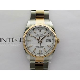 DateJust 126233 36mm 904L SS/RG AR+F 1:1 Best Edition White Dial Stick Marker On Oyster Bracelet VR3235