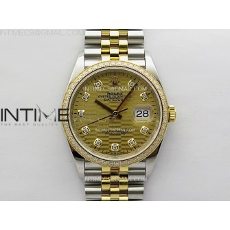 DateJust 36 126283 904L SS/YG VSF 1:1 Best Edition Gold Fluted Dial Diamonds Markers on Jubilee Bracelet VS3235