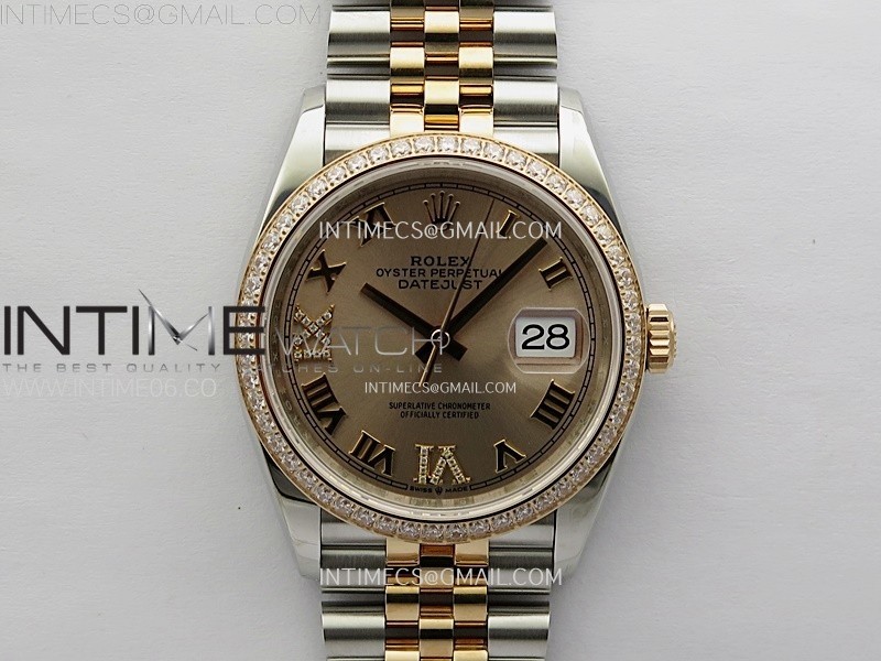 DateJust 36 126281 904L SS/RG VSF 1:1 Best Edition RG Dial Roman Markers on Jubilee Bracelet VS3235