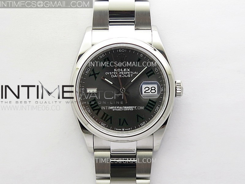 DateJust 36 SS 126200 904L Steel VSF 1:1 Best Edition Gray Dial Roman Markers on Oyster Bracelet VS3235