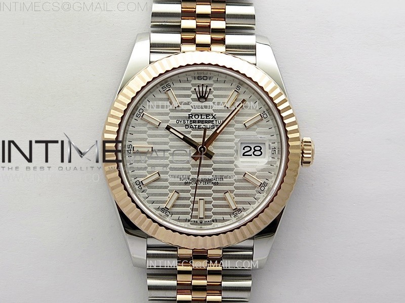 DateJust 41 126331 904L SS/RG VSF 1:1 Best Edition Motif Gray Fluted Dial on Jubilee Bracelet VS3235