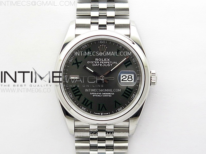 DateJust 36 SS 126200 904L Steel VSF 1:1 Best Edition Gray Dial Roman Markers on Jubilee Bracelet VS3235