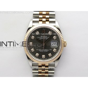 DateJust 36 SS 126231 904L SS/RG VSF 1:1 Best Edition Gray Fluted Dial Diamonds Markers on Jubilee Bracelet VS3235