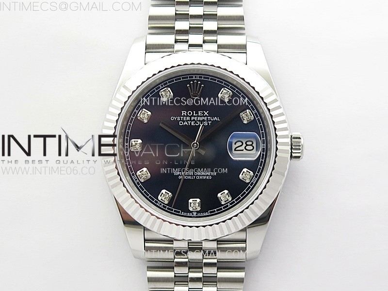 DateJust 41mm 126334 904 SS ARF 1:1 Best Edition Blue Dial Diamonds Markers on Jubilee Bracelet SH3235