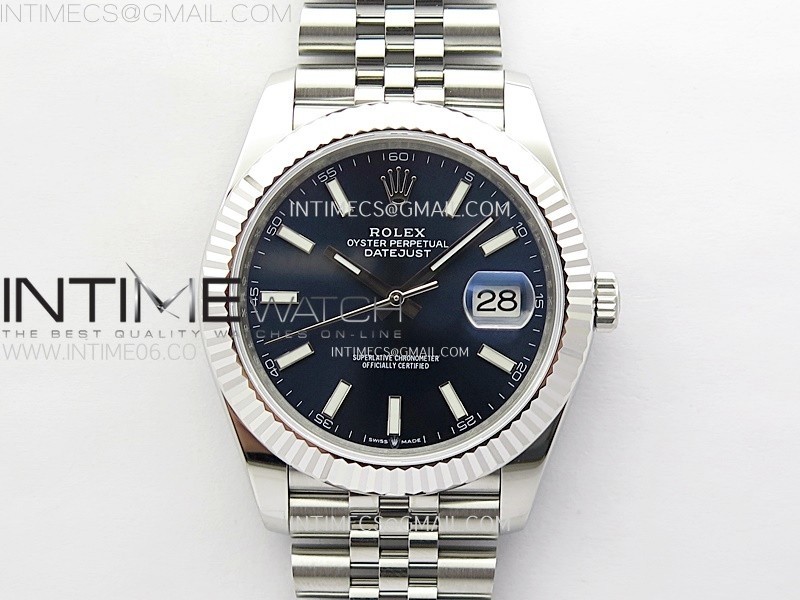 DateJust 41mm 126334 904 SS ARF 1:1 Best Edition Blue Dial Sticks Markers on Jubilee Bracelet SH3235