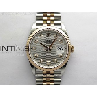 DateJust 36 SS 126231 904L SS/RG VSF 1:1 Best Edition Silver Fluted Dial Diamonds Markers on Jubilee Bracelet VS3235