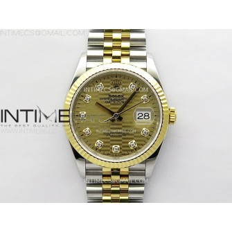 DateJust 36 SS 126233 904L SS/YG VSF 1:1 Best Edition Gold Fluted Dial Diamonds Markers on Jubilee Bracelet VS3235