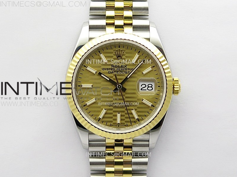 DateJust 36 SS 126233 904L SS/YG VSF 1:1 Best Edition Gold Fluted Dial Sticks Markers on Jubilee Bracelet VS3235