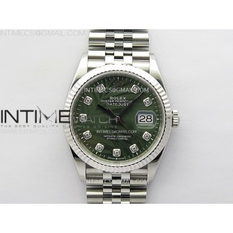 DateJust 36 SS 126234 VSF 1:1 Best Edition 904L Steel Green Leaves Dial Diamonds Markers on Jubilee Bracelet VS3235