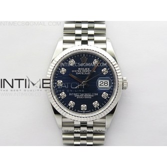 DateJust 36 SS 126234 VSF 1:1 Best Edition 904L Steel Blue Fluted Dial Diamonds Markers on Jubilee Bracelet VS3235