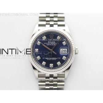 DateJust 36 SS 126234 VSF 1:1 Best Edition 904L Steel Blue Dial Diamonds Markers on Jubilee Bracelet VS3235