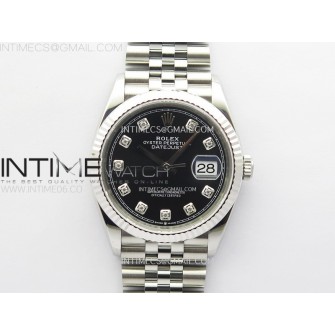 DateJust 36 SS 126234 VSF 1:1 Best Edition 904L Steel Black Dial Diamonds Markers on Jubilee Bracelet VS3235