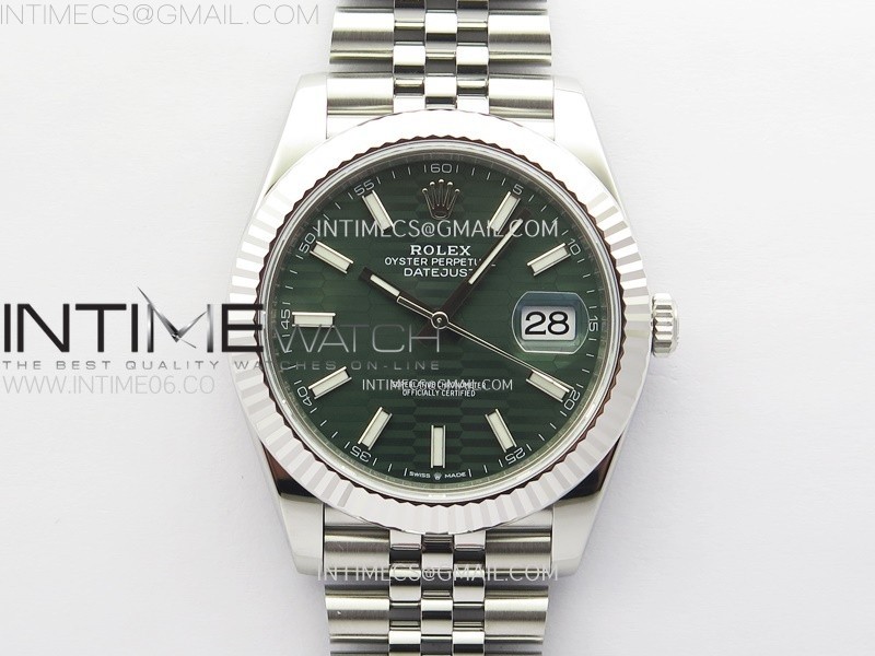 DateJust 41 126334 904L SS VSF 1:1 Best Edition Green Fluted Dial on Jubilee Bracelet VS3235
