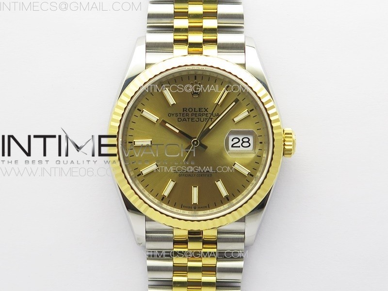 DateJust 36 904L SS/YG 126233 VSF 1:1 Best Edition Gold Stick Dial on Jubilee Bracelet VS3235