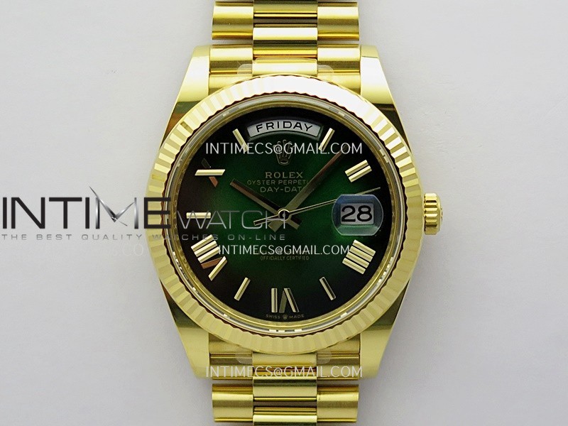 Day Date 40 YG 228238 THBF 1:1 Gain Weight Best Edition Green Ombre Dial Roman Marker on President Bracelet VR3255 V3