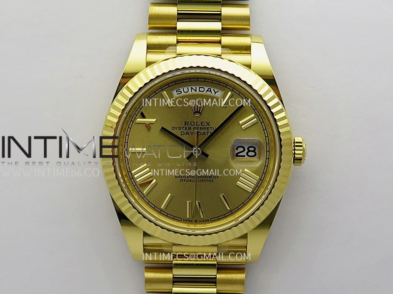 Day Date 40 YG 228238 THBF 1:1 Gain Weight Best Edition Gold Dial Roman Marker on President Bracelet VR3255 V3