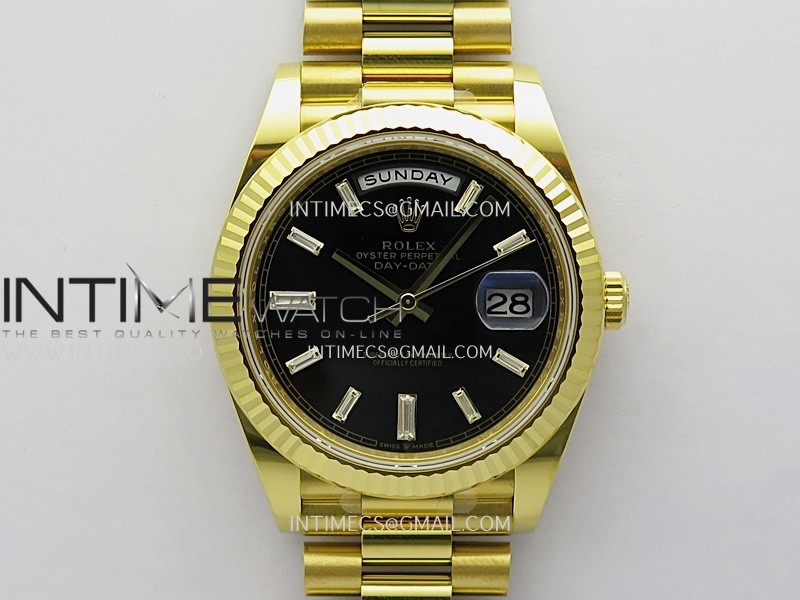 Day Date 40 YG 228238 THBF 1:1 Gain Weight Best Edition Black Dial T Diamond Marker on President Bracelet VR3255 V3