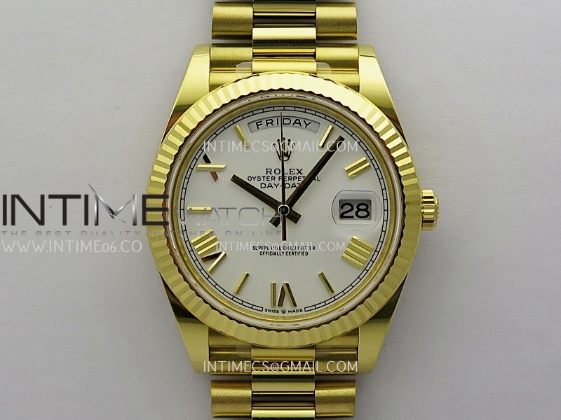 Day Date 40 YG 228238 THBF 1:1 Gain Weight Best Edition White Dial Roman Marker on President Bracelet VR3255 V3