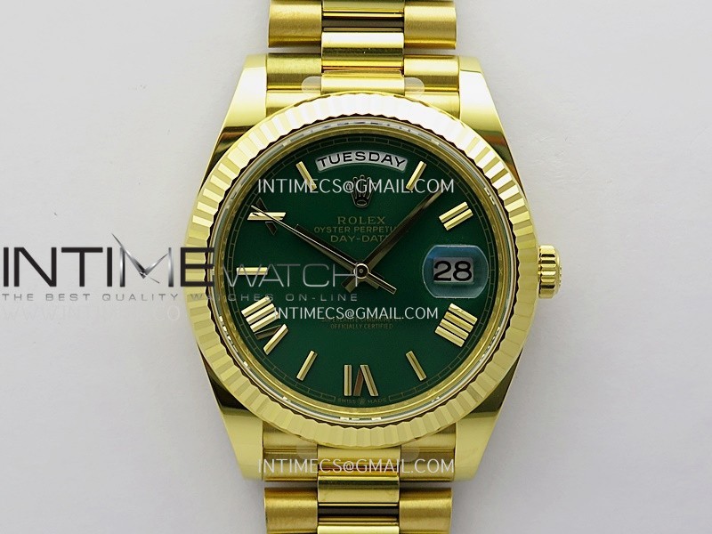 Day Date 40 YG 228238 THBF 1:1 Gain Weight Best Edition Green Dial Roman Marker on President Bracelet VR3255 V3