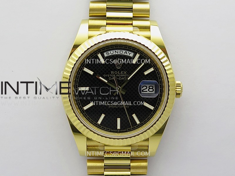 Day Date 40 YG 228238 THBF 1:1 Gain Weight Best Edition Black Dial Stick Marker on President Bracelet VR3255 V3