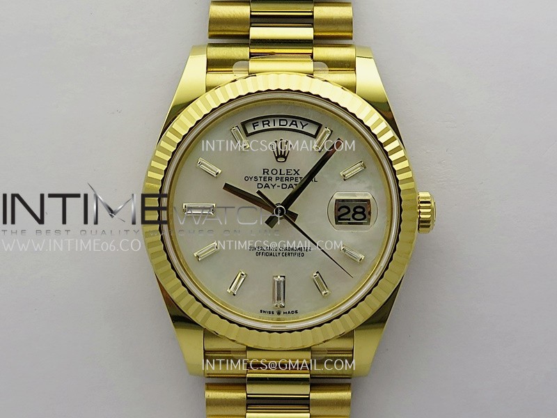 Day Date 40 YG 228238 THBF 1:1 Gain Weight Best Edition White MOP Dial T Diamond Marker on President Bracelet VR3255 V3