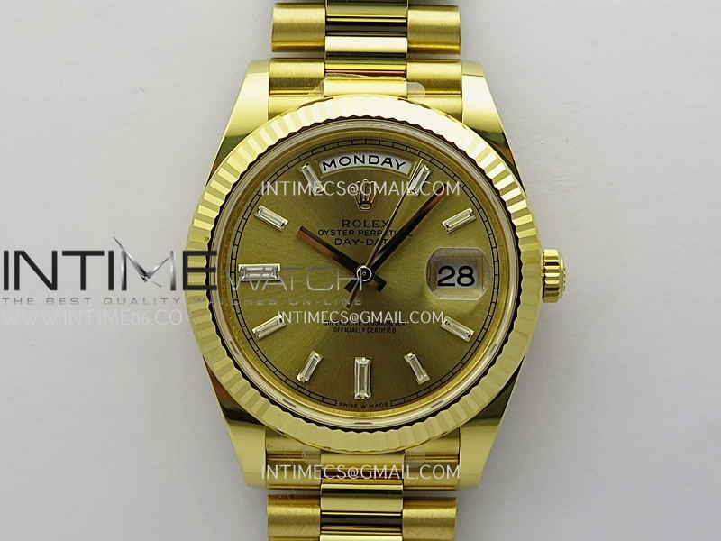 Day Date 40 YG 228238 THBF Gain Weight 1:1 Best Edition Gold Dial T Diamond Marker on President Bracelet VR3255 V3 (Gain Weight)