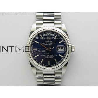 Day Date 128239 Gain Weight SS QF 1:1 Best Edition Blue Dial Stick Markers on SS President Bracelet