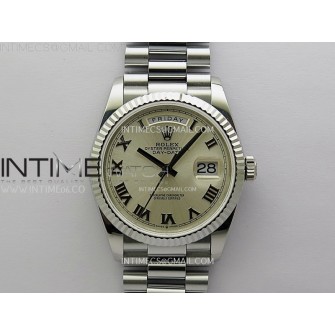 Day Date 128239 Gain Weight SS QF 1:1 Best Edition Silver Dial Roman Markers on SS President Bracelet