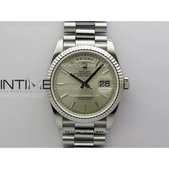 Day Date 128239 Gain Weight SS QF 1:1 Best Edition Silver Dial Stick Markers on SS President Bracelet