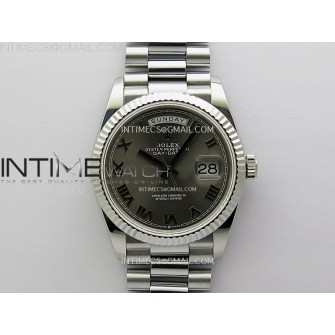 Day Date 128239 Gain Weight SS QF 1:1 Best Edition Gray Dial Roman Markers on SS President Bracelet