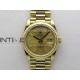 Day Date 128238 Gain Weight YG QF 1:1 Best Edition Gold Dial Diamond Markers on YG President Bracelet