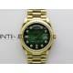 Day Date 128238 Gain Weight YG QF 1:1 Best Edition Green Dial Diamond Markers on YG President Bracelet