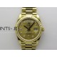 Day Date 128238 Gain Weight YG QF 1:1 Best Edition Gold Dial Diamond Markers on YG President Bracelet